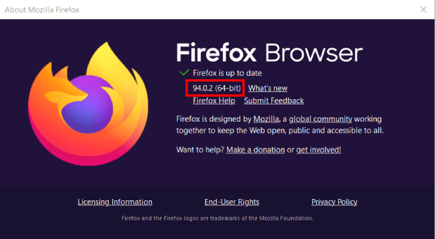 How to check your Mozilla Firefox version number